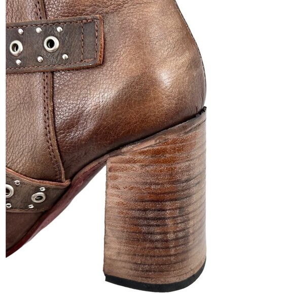 Freebird Joust Brown Leather Buckle Heeled Boots - Picture 9 of 11